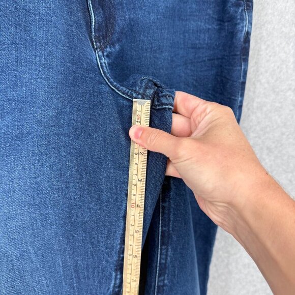 Mott Bow Womens Boyfriend Straight Leg Jeans Size 32 Medium Blue Denim Stretch - Picture 10 of 11